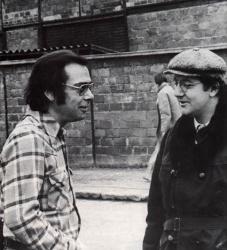 Gotlib et Coluche sur le tournage du film 